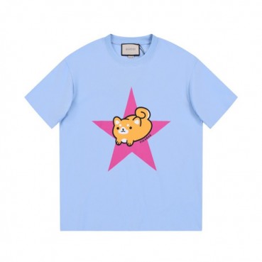 구찌 남/녀 블루 크루넥 반팔티 - Gucci Unisex Blue Short sleeved T