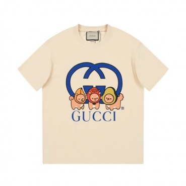 구찌 남/녀 아이보리 크루넥 반팔티 - Gucci Unisex Ivory Short sleeved T