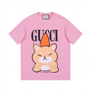 구찌 남/녀 핑크 크루넥 반팔티 - Gucci Unisex Pink Short sleeved T