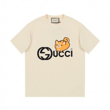 구찌 남/녀 아이보리 크루넥 반팔티 - Gucci Unisex Ivory Short sleeved T