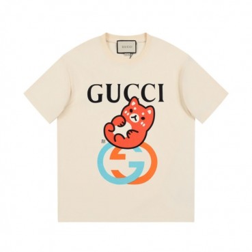 구찌 남/녀 아이보리 크루넥 반팔티 - Gucci Unisex Ivory Short sleeved T