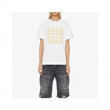 지방시 남/녀 크루넥 화이트 반팔티 - Givenchy Unisex White Short Sleeved Tshirts 
