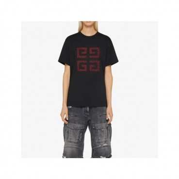 지방시 남/녀 크루넥 블랙 반팔티 - Givenchy Unisex Black Short Sleeved Tshirts 