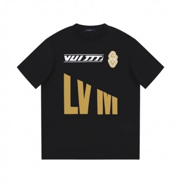 루이비통 남성 블랙 크루넥 반팔티 - Louis vuitton Mens Black Short sleeved T