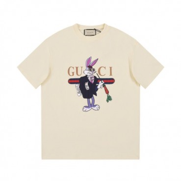 구찌 남/녀 아이보리 크루넥 반팔티 - Gucci Unisex Ivory Short sleeved T