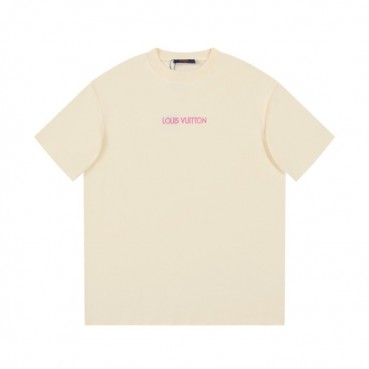 루이비통 남성 아이보리 크루넥 반팔티 - Louis vuitton Mens Ivory Short sleeved T