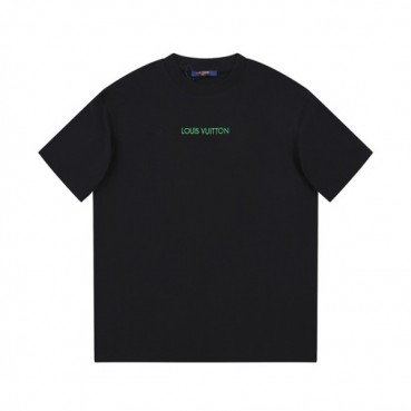 루이비통 남성 블랙 크루넥 반팔티 - Louis vuitton Mens Black Short sleeved T