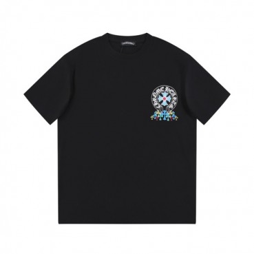 크롬하츠 남성 블랙 크루넥 반팔티 - Chrom Hearts Mens Black Short sleeved T
