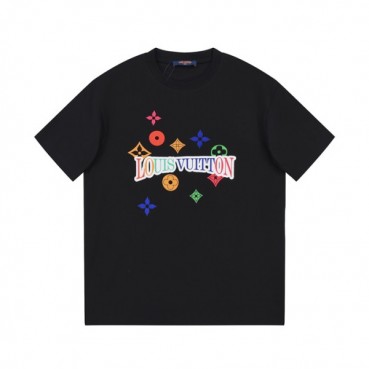 루이비통 남성 블랙 크루넥 반팔티 - Louis vuitton Mens Black Short sleeved T