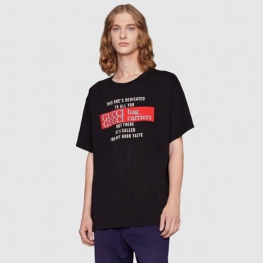 구찌 남/녀 블랙 크루넥 반팔티 - Gucci Unisex Black Short sleeved T