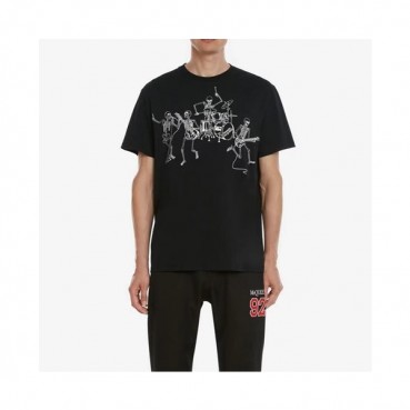 알렉산더맥퀸 남성 블랙 크루넥 반팔티 - Alexander Mcqueen Mens Black Tshirts 