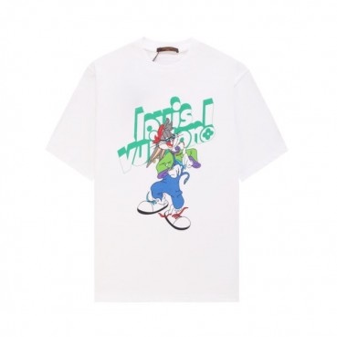 루이비통 남성 화이트 크루넥 반팔티 - Louis vuitton Mens White Short sleeved T