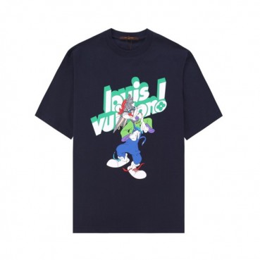 루이비통 남성 네이비 크루넥 반팔티 - Louis vuitton Mens Navy Short sleeved T