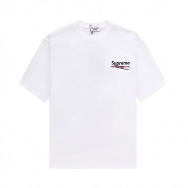 발렌시아가 남성 크루넥 화이트 반팔티 - Balenciaga Mens White Short sleeved T