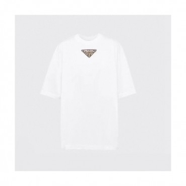 프라다 남/녀 화이트 크루넥 반팔티 - Prada Unisex White Short sleeved Tshirts 