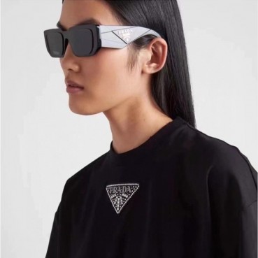 프라다 남/녀 블랙 크루넥 반팔티 - Prada Unisex Black Short sleeved Tshirts 