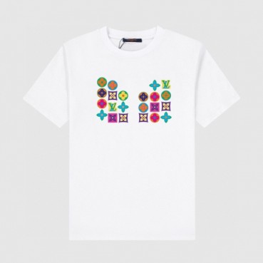 루이비통 남성 화이트 크루넥 반팔티 - Louis vuitton Mens White Short sleeved T