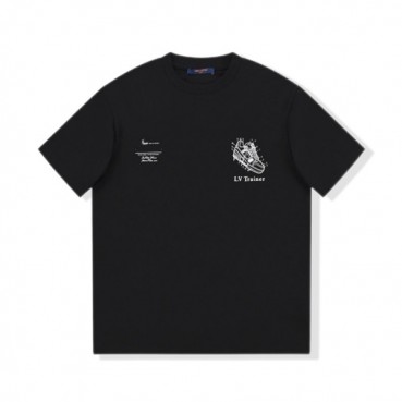 루이비통 남성 블랙 크루넥 반팔티 - Louis vuitton Mens Black Short sleeved T