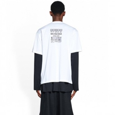 발렌시아가 남성 크루넥 화이트 반팔티 - Balenciaga Mens White Short sleeved T