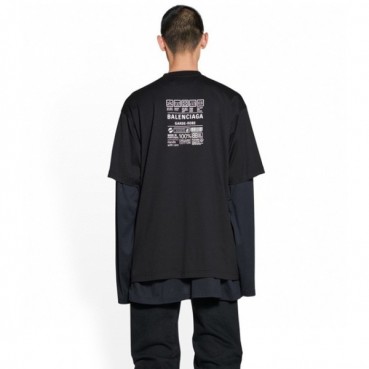 발렌시아가 남성 크루넥 블랙 반팔티 - Balenciaga Mens Black Short sleeved T