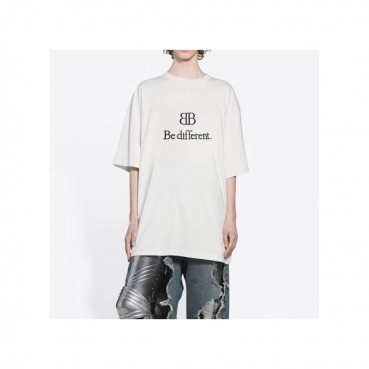 발렌시아가 남성 크루넥 화이트 반팔티 - Balenciaga Mens White Short sleeved T