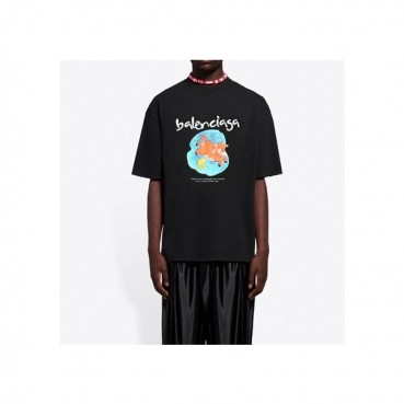 발렌시아가 남성 크루넥 블랙 반팔티 - Balenciaga Mens Black Short sleeved T