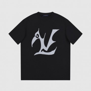 루이비통 남성 블랙 크루넥 반팔티 - Louis vuitton Mens Black Short sleeved T