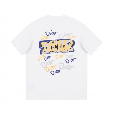 디올 남성 화이트 크루넥 반팔티 - Dior Mens White Short sleeved Tshirts 