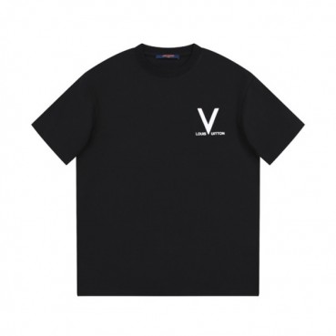루이비통 남성 블랙 크루넥 반팔티 - Louis vuitton Mens Black Short sleeved T