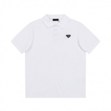 프라다 남성 화이트 폴로 반팔티 - Prada Mens White Short sleeved Tshirts 