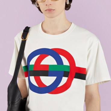 구찌 남/녀 화이트 크루넥 반팔티 - Gucci Unisex White Short sleeved T