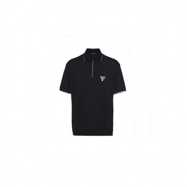 프라다 남성 블랙 폴로 반팔티 - Prada Mens Black Short sleeved Tshirts 