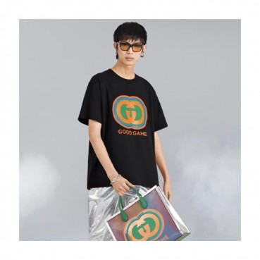 구찌 남/녀 블랙 크루넥 반팔티 - Gucci Unisex Black Short sleeved T