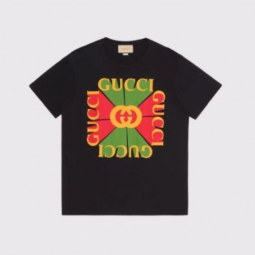 구찌 남/녀 블랙 크루넥 반팔티 - Gucci Unisex Black Short sleeved T