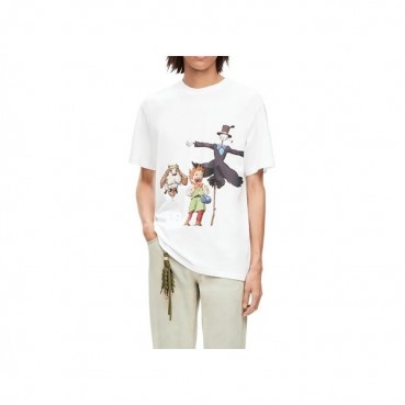 로에베 남/녀 이니셜 화이트 반팔티 - Loewe Unisex White Short sleeved T