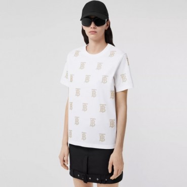 버버리 남/녀 화이트 크루넥 반팔티 - Burberry Unisex White Tshirts 