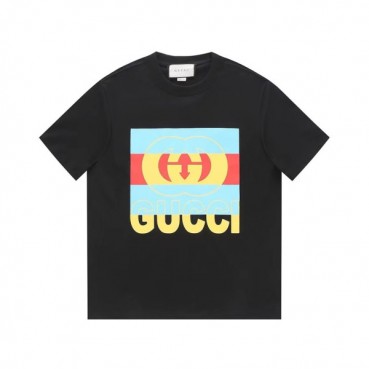 구찌 남/녀 블랙 크루넥 반팔티 - Gucci Unisex Black Short sleeved T
