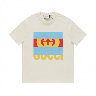 구찌 남/녀 아이보리 크루넥 반팔티 - Gucci Unisex Ivory Short sleeved T