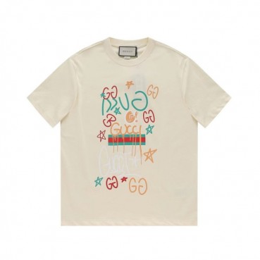 구찌 남/녀 아이보리 크루넥 반팔티 - Gucci Unisex Ivory Short sleeved T