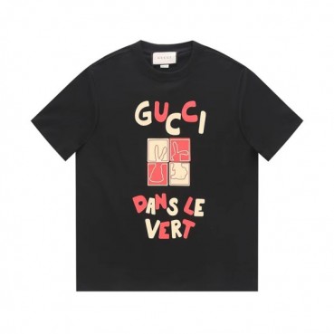 구찌 남/녀 블랙 크루넥 반팔티 - Gucci Unisex Black Short sleeved T