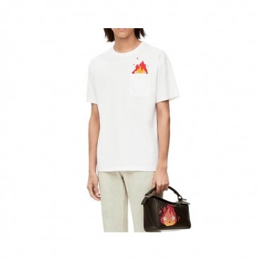 로에베 남/녀 이니셜 화이트 반팔티 - Loewe Unisex White Short sleeved T