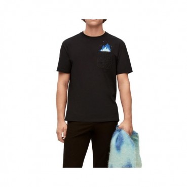 로에베 남/녀 이니셜 블랙 반팔티 - Loewe Unisex Black Short sleeved T