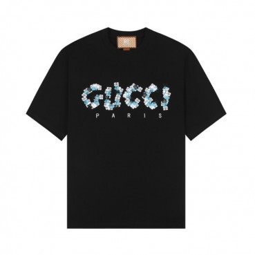 구찌 남/녀 블랙 크루넥 반팔티 - Gucci Unisex Black Short sleeved T