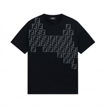 펜디 남성 블랙 크루넥 반팔티 - Fendi Mens Black Short sleeved T