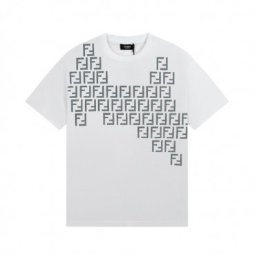 펜디 남성 화이트 크루넥 반팔티 - Fendi Mens White Short sleeved T
