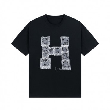 에르메스 남성 블랙 크루넥 반팔티 - Hermes Mens Black Short sleeved T