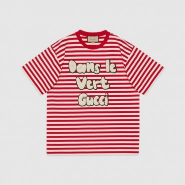 구찌 남/녀 레드 크루넥 반팔티 - Gucci Unisex Red Short sleeved T