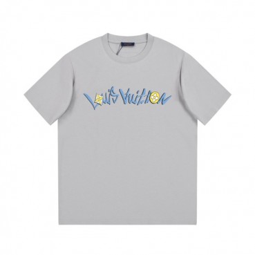 루이비통 남성 그레이 크루넥 반팔티 - Louis vuitton Mens Gray Short sleeved T