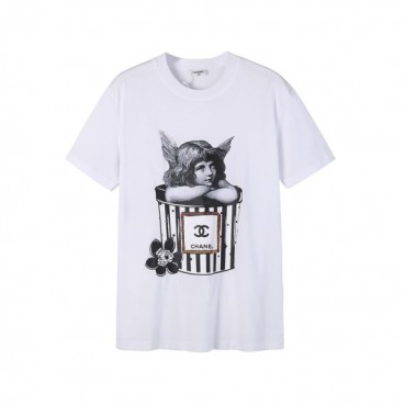 샤넬 남/녀 크루넥 화이트 반팔티 - Chanel Unisex White Tshirts 