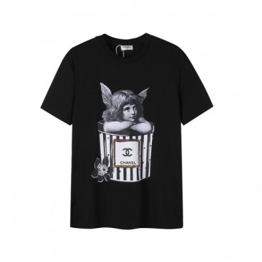 샤넬 남/녀 크루넥 블랙 반팔티 - Chanel Unisex Black Tshirts 